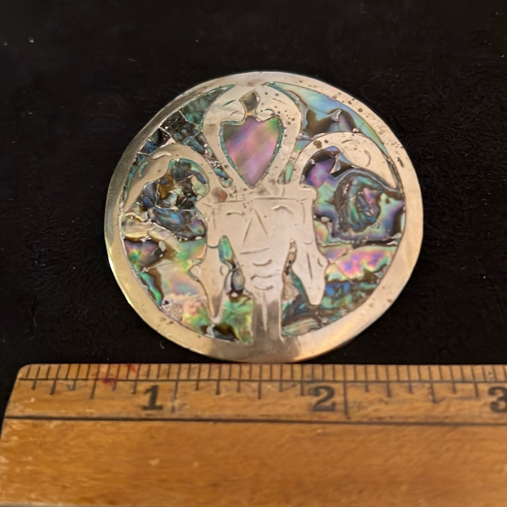 Vintage Taxco handmade Sterling Silver Abalone pendant